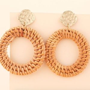 ❤️ FREE Braided Rattan Wicker Peasant Farm Hipster Art Modern Boho Hip Earrings